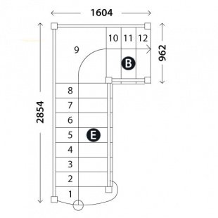 Г-образная лестница «Восток-Элегант» ПГ-950-28