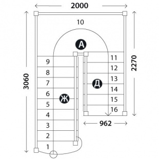 П-образная лестница «Восток-Элегант» ПП-950-17-2000